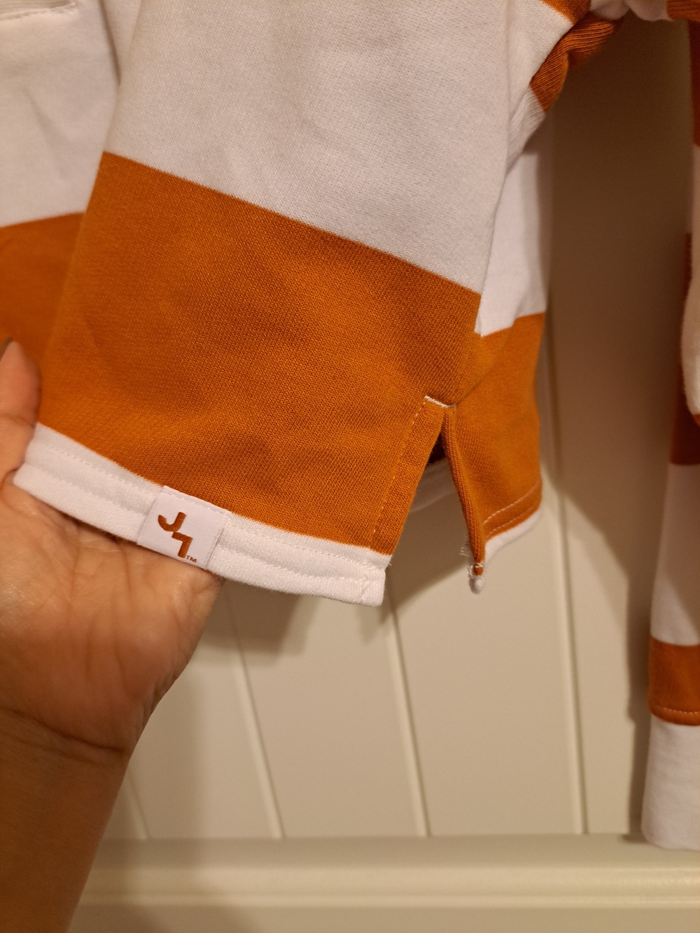 UT Longhorns Game Day JoyLab Orange Striped Cropped Rugby Top - M - Picture 4 of 9